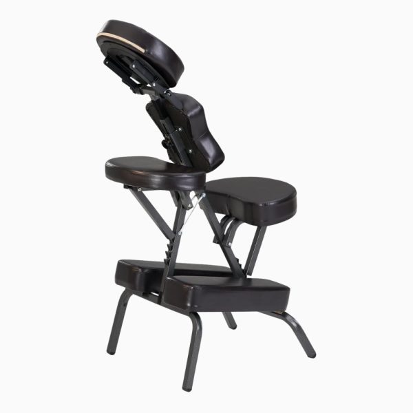 Rear view of the Master Massage Bedford chair showing the adjustable face cradle mechanism and frame structure.