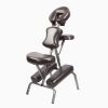 Master Massage Bedford portable massage chair in Coffee Luster PU upholstery with silver aircraft aluminum frame.