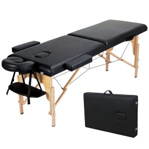 Wooden Portable Foldable Spa Massage Table with Headrest & Armrest