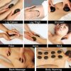 Professional hot stone massage application guide showing basalt stone placement for spas and salons in Kuwait.