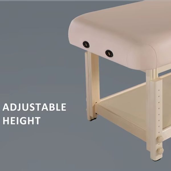 Close-up view of the Height Adjustable Archer Flat Thai Massage Spa Bed highlighting the adjustable legs and height mechanism.